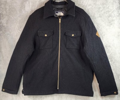 The North Face Jacket Mens Large Black Wool Quilted Down Lined Zip Pockets