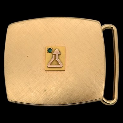 Goldtone w/Gem Company Logo Vintage Belt Buckle