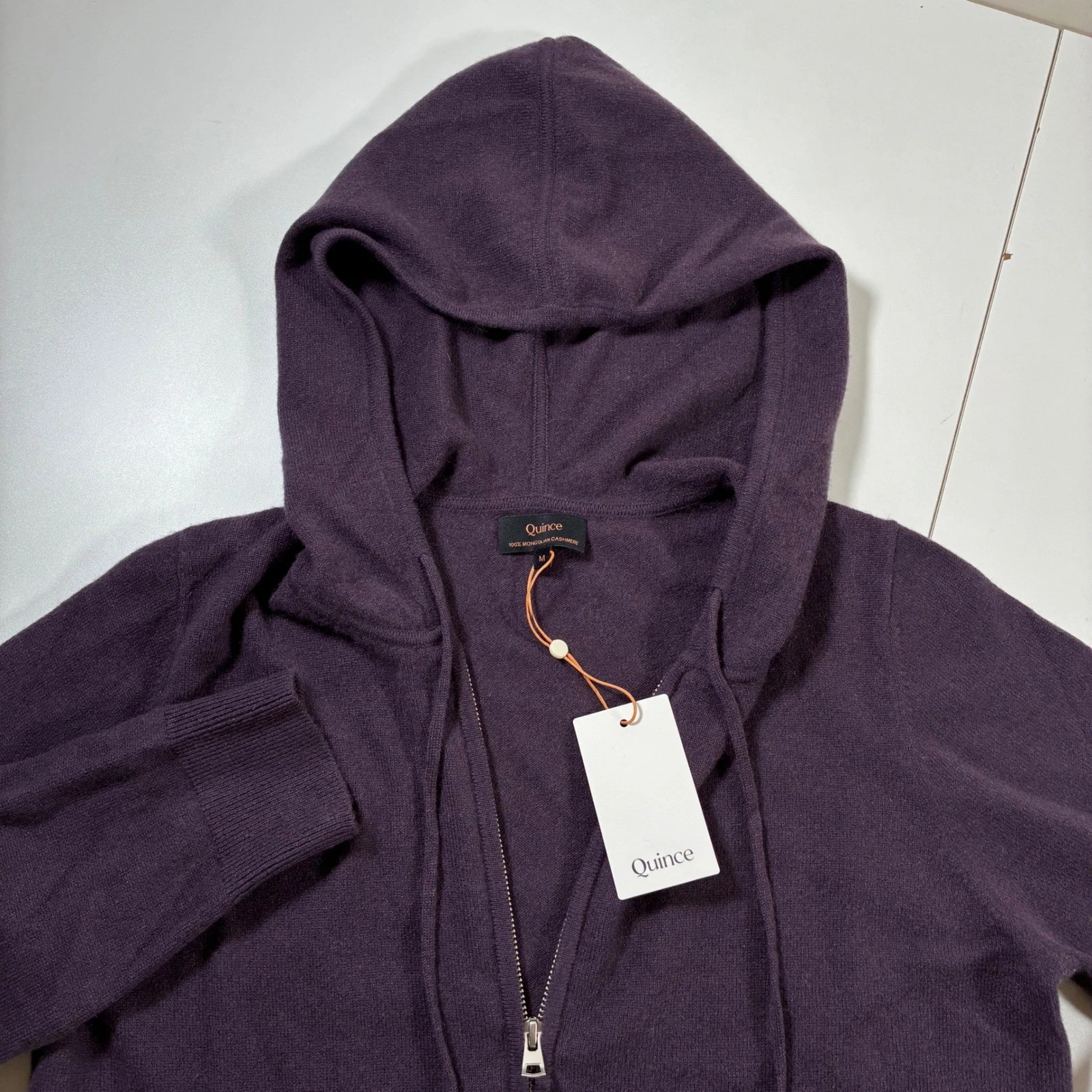 NEW Quince Mongolian Cashmere Full-Zip Hoodie Womens Medium Deep Orchid Purple