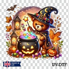Halloween Teddy Bear UV DTF Sticker - Glass Laptop Tumbler Wall Cup gt206