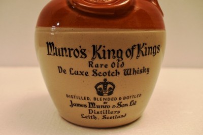 Vintage Munros King of Kings Scotch Whisky Stoneware Jug Decanter
