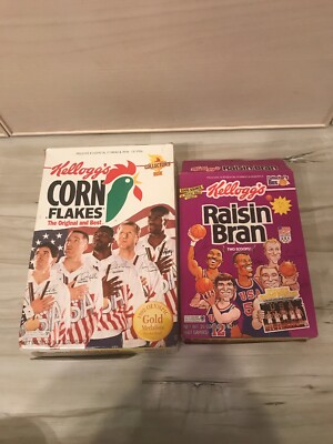 Kellogg's Corn Flakes 1992 Olympic Gold Basketball Box Cereal Larry Bird 2  LOT