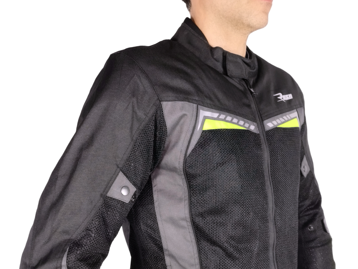 Veste De Moto été Homme – Rush – Orange/Noir – Légère, Respirante Et Ventilée – Protections