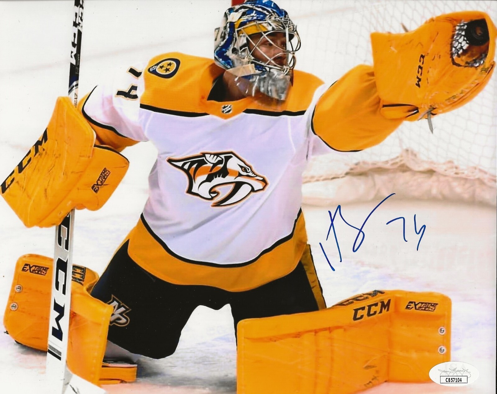 Juuse Saros Autographed Signed Nashville Predators 8x10 photo Preds #4 JSA 