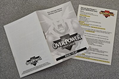 1995 Marvel OverPower Card Game Rules Of Play Booklet W/ Quick Reference Card
