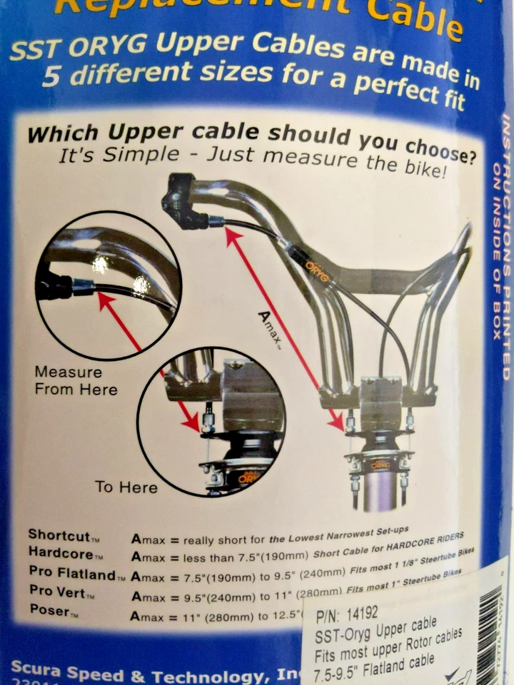 Cable superior original SST Pro Flatland Cable se adapta a la mayoría de las bicicletas de 1 1/8" BMX de 7,5-9,5" Foto 4 de 4