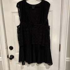 Anna Sui Black lace Knee Length Dress with Inner dress or slip Size 8