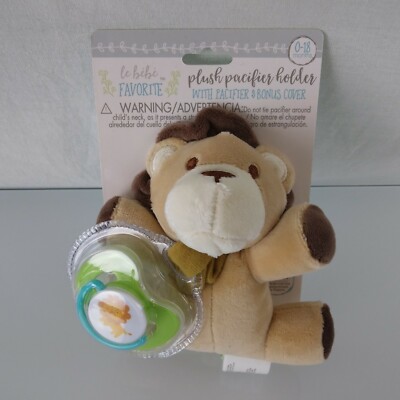Le Bebe Lion Plush Pacifier Holder With Green Blue Pacifier New Ebay