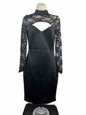 size 8 black bodycon dress with lace sleeves Doing Open Back And Frond Club