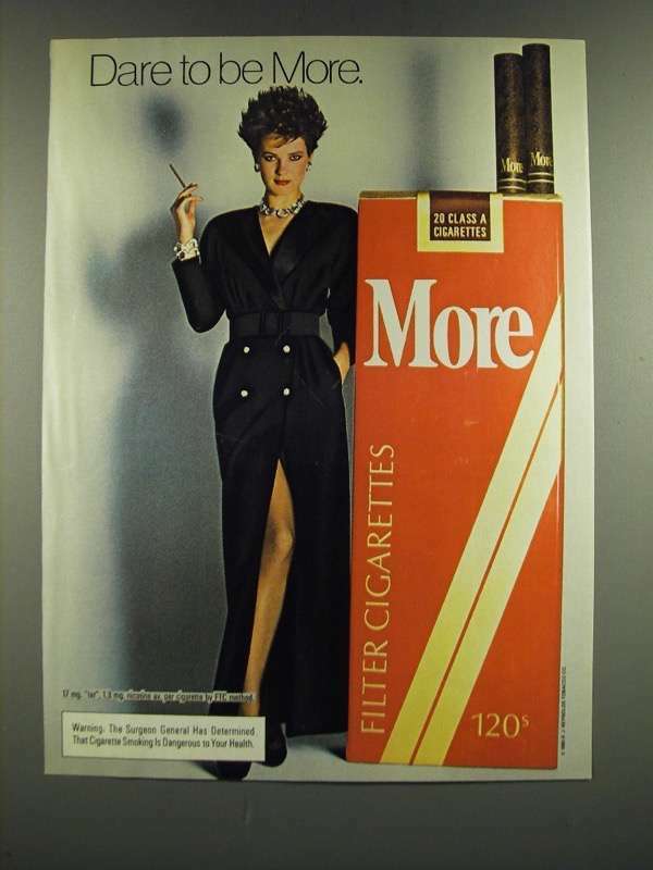 how much was a pack of cigarettes in 1986 1986 More Cigarettes Ad