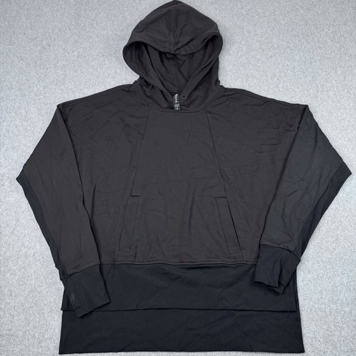 Athleta Cropped Black Hoodie Women's Size M Thumb Holes Side Slits Athletic