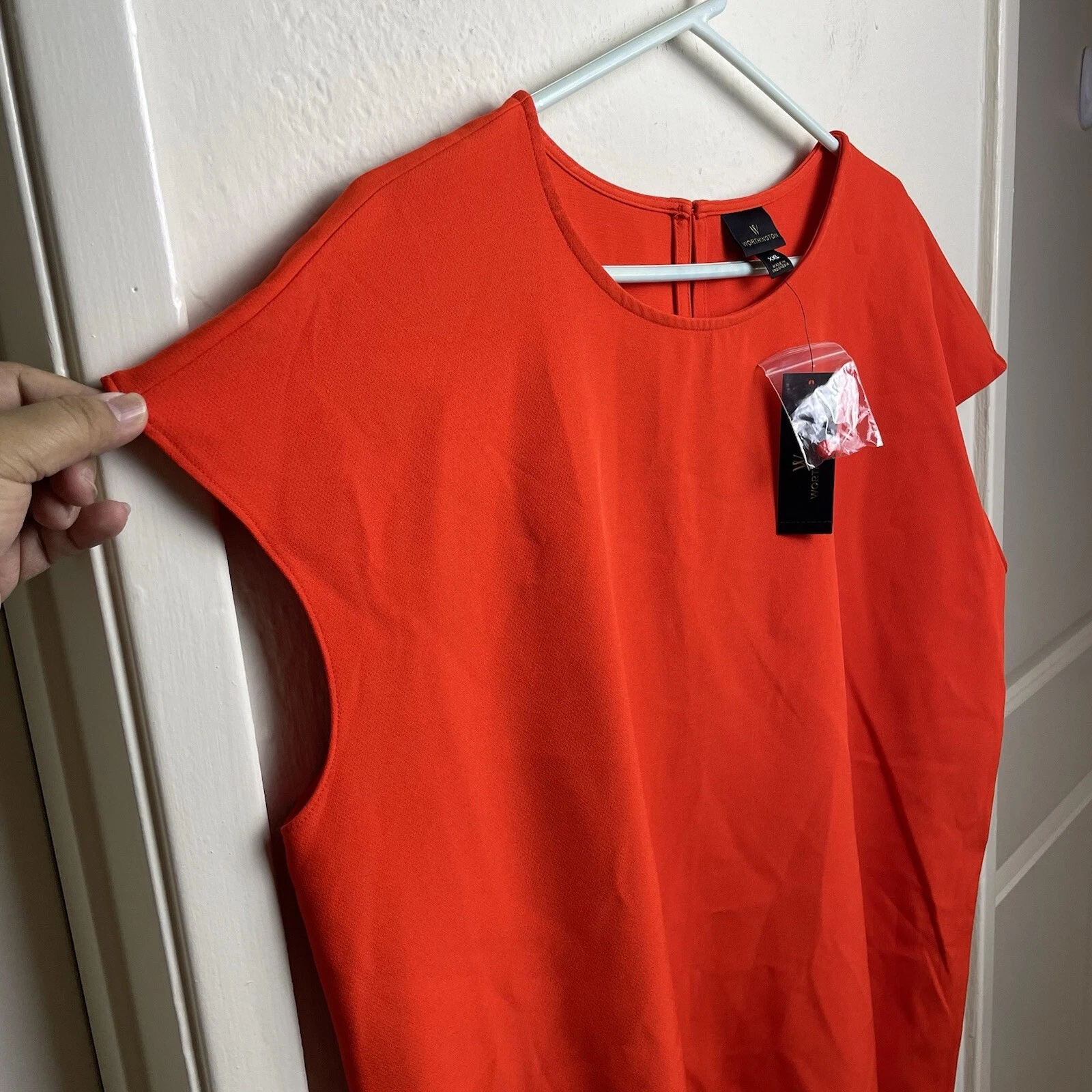 VETEMENTS Worthington Vestito Donna XXL Arancione Manica Corta Asimmetrico Abito Alto Basso