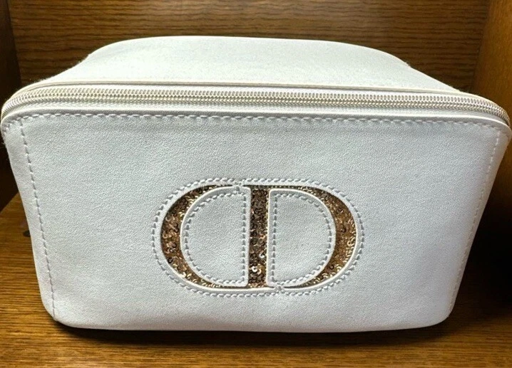 Christian Dior Nouveauté Cuir Synthétique Blanc Pochette Pochette Sac Vanity Charm Grand