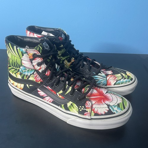hawaiian floral vans high tops