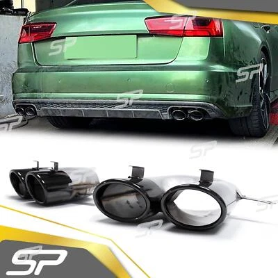 Tapas de escape tubos de escape negro para AUDI A6 C7 Avant Limo S Line Facelift 15-18