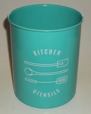 Turquoise Metal Crock Tin Can Kitchen Utensils Holder Now Designs