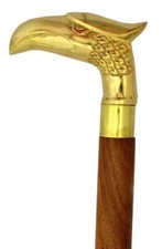 Designer Eagle head Wooden Walking Stick Cane Antique Gift Brass Solid Vintage