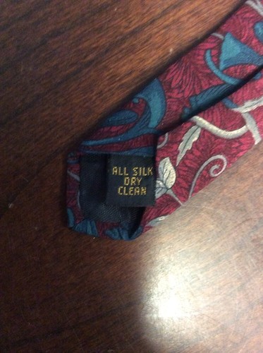 Retro Design Studios Tie Blue Maroon Grey Floral Design 57" Length 3 3/4" W - Picture 10 of 12