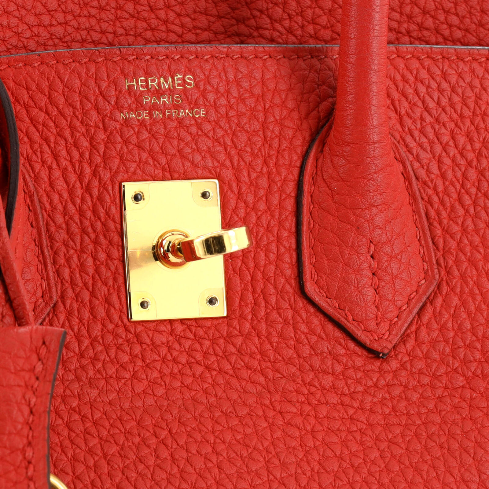 Hermes Birkin Handbag Red Clemence with Gold Hard… - image 9