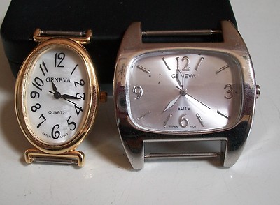 SET OF 2 SILVER/GOLD  FINISH  WATCH FACES FOR BEADING,RIBBON OR OTHER USE