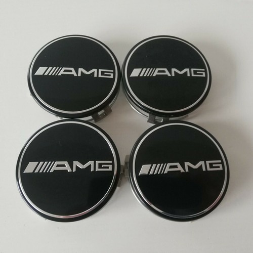 Für 4X 75mm Mercedes Benz AMG Hub Emblem Nabendeckel Radkappen Abzeichen Schwarz - Bild 3 von 5