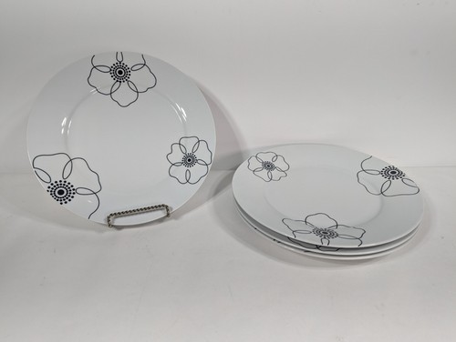 Pier 1 Imports Mod Petal Dinner Plates 11" White Tri Floral Design - SET OF 4 - Picture 4 of 5