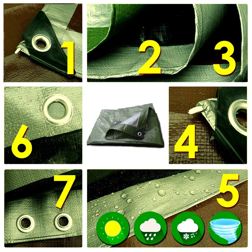 Hochwertige Abdeckplane Gewebeplane Holzplane mit Ösen Schutz für Garten 130g/m2 - Bild 3 von 4