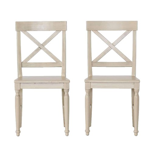 Farmhouse Windsor Back Side Chair in Two Tone White w/ Wood Tone