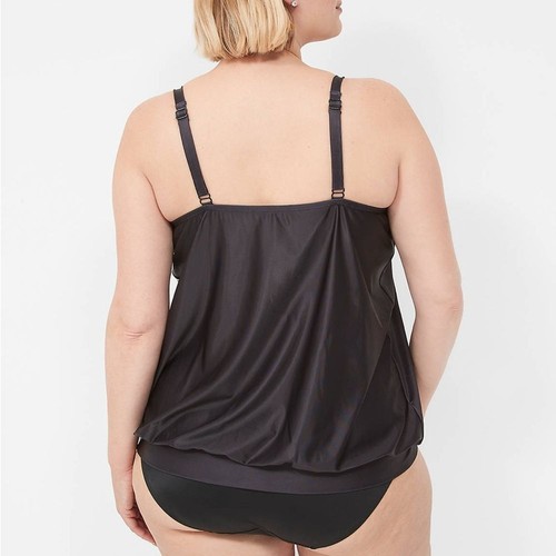 Lane Bryant No-Wire Blouson Tankini Top Schwarz Blumen Integrierter BH Schwimmen Gr. 28 - Bild 8 von 8