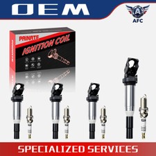UF667 4X Ignition Coils +Spark Plugs For 328i 335i 435i 525i 528i X5 X6 BMW OEM