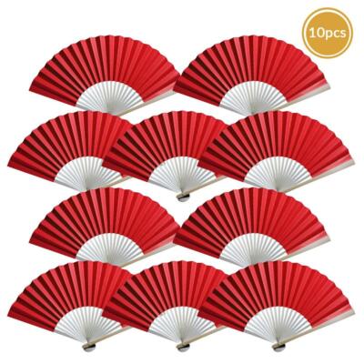 9'' Red Paper Hand Fans for Weddings, Premium Paper Stock (10 PACK)