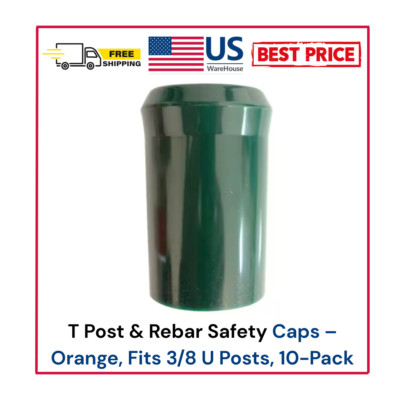 T Post & Rebar Safety Caps   Orange, Fits 3/8 U Posts, 10-Pack