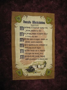 Vtg Irish Linen Kitchen Hand Towel Souvenir Ireland Irish Blessing