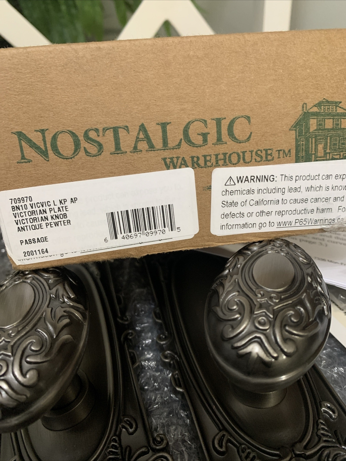 Nostalgic Warehouse Victorian Plate with Knob, Passage - 2.75", Antique Pewter