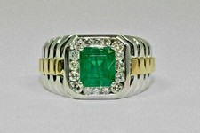 Men's 2.50Ct Green Emerald Lab-Created Diamond 925 Silver Engagement Ring