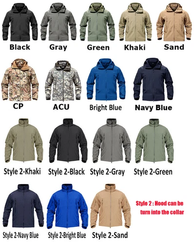 TACVASEN Waterproof Tactical Soft Shell Men Jacket Coat Army Windbreaker Outdoor image 12
