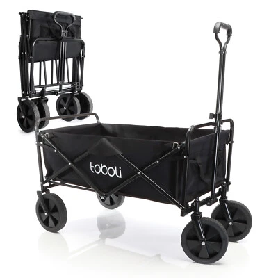 Toboli Bollerwagen Faltbar Teleskopgriff Schwarz Transportwagen Handwagen Strand