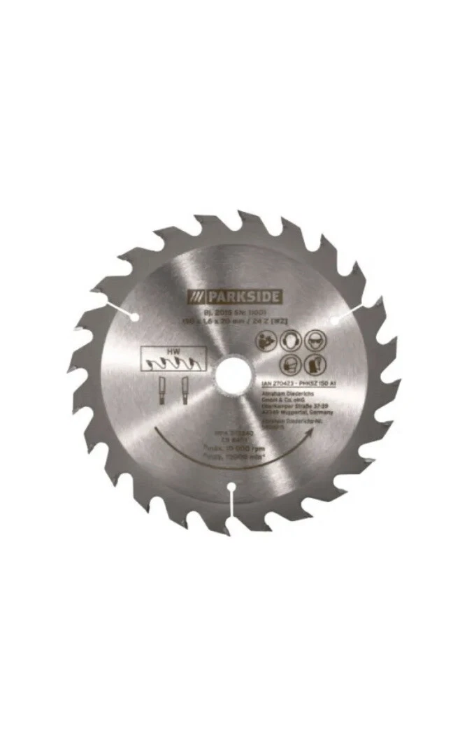 Parkside 150mm Circular Saw Blade 24 Teeth 150 x 1.6mm 20mm max