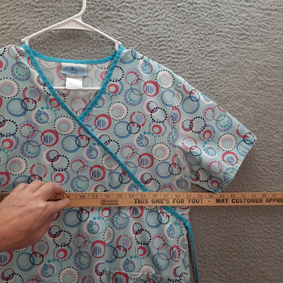 SB Scrubs Scrub Top Womens Small Blue Smock Nurse Medical Dental Veterinarian - Image 3 of 4