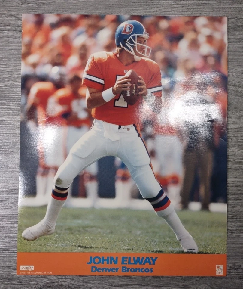 Póster John Elway #7 Denver Broncos Team NFL 20x16 cartón stock años 90 de colección Foto 2 de 4