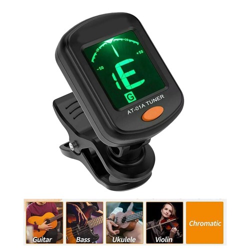 LCD Clip-On Chromatic Acoustic Electric Guitar Bass Ukulele Banjo Violin Black.