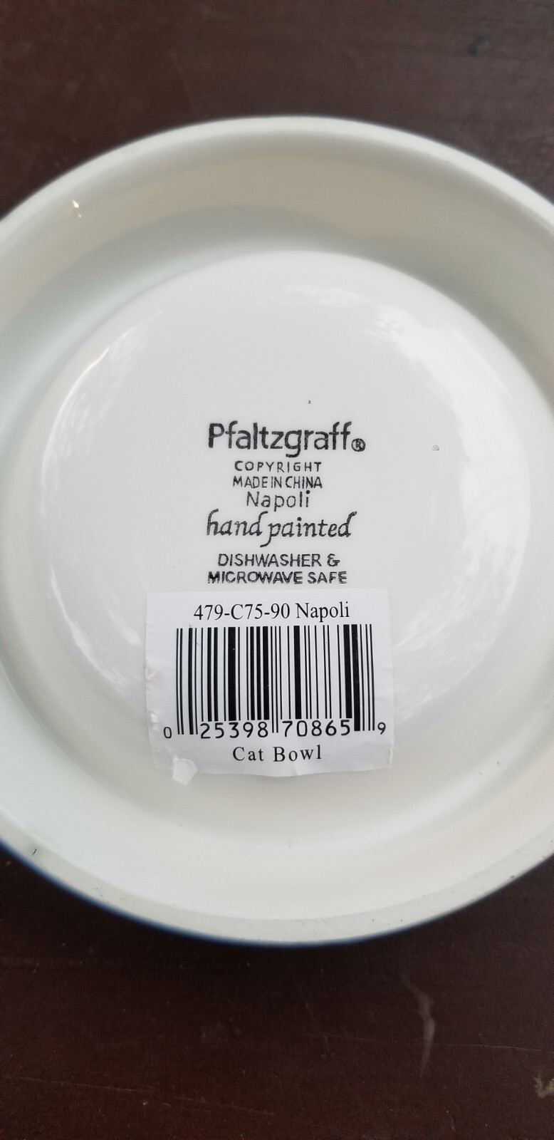 Pfaltzgraff Napoli Hand-Painted Cat Pet Food Dish Excellent Used Condition