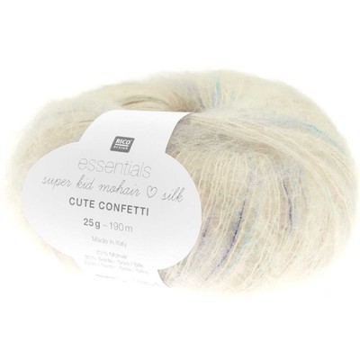 Rico Essentials Garn Super Kid Mohair liebt Seide süß Konfetti Strickwolle 25g