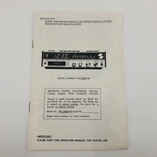 Sears AM FM Digital Clock Radio w/ 8 Track Player User Manual Model 165.23940700