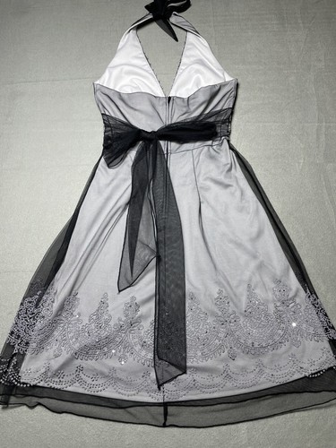 Vtg Y2K Dress Whimsygoth Goth Prom Grunge Fairy Silver Halter Sz 3 Sparkles Punk - Picture 18 of 24