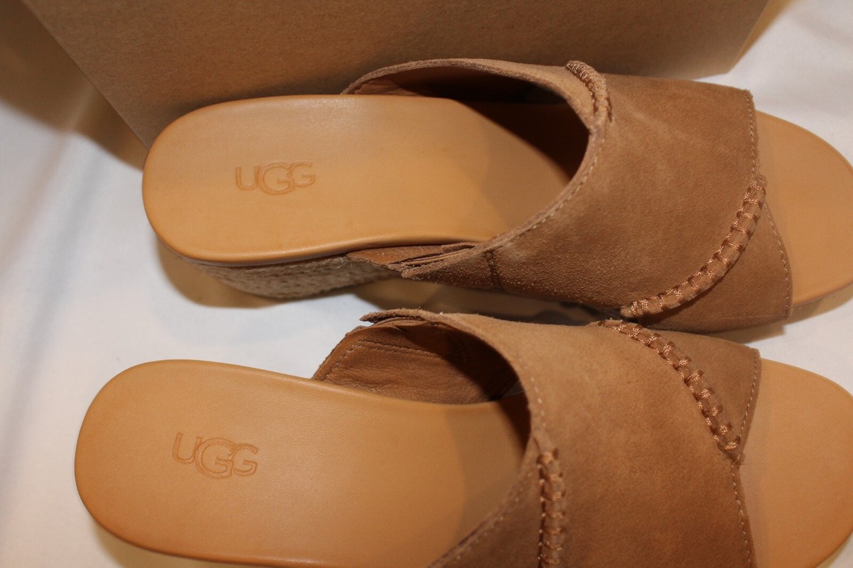NIB UGG WOMEN'S TAIA WEDGE CRISS CROSS SUEDE SANDALS