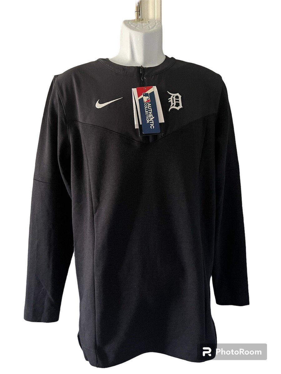 NEW NIKE Authentic Detroit Tigers Long Sleeve Shirt 1/4 Zip Men's