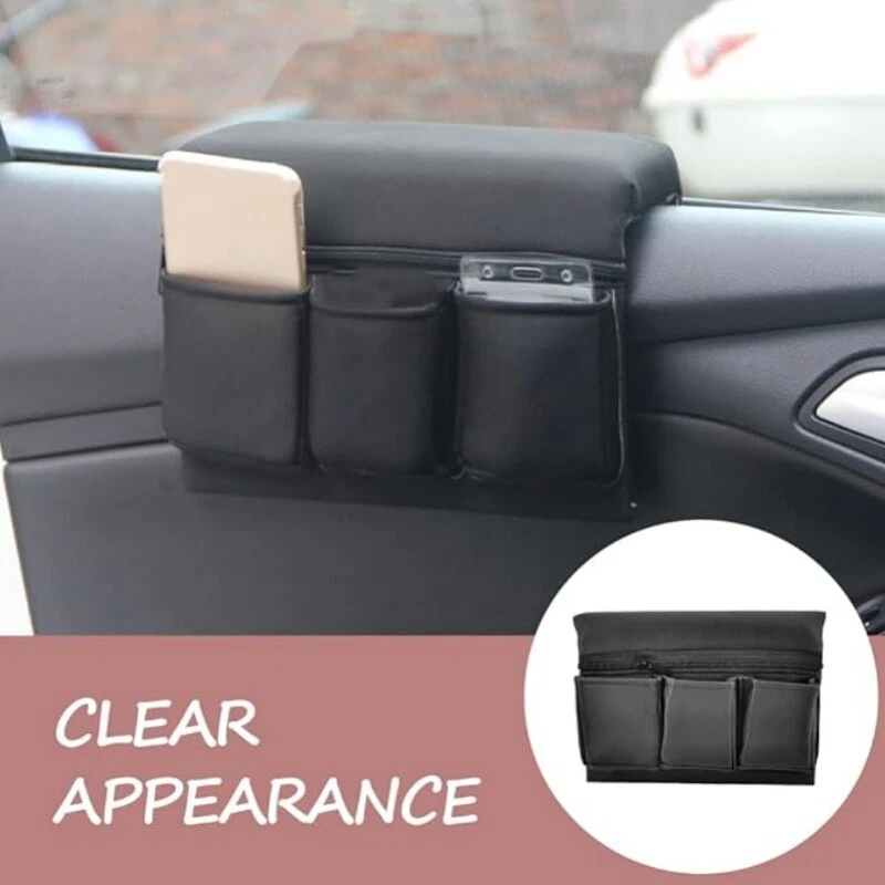 Almohadilla universal para reposabrazos de ventana de puerta de coche con bolsillo de almacenamiento lateral de cuero PU para puerta de coche Foto 4 de 4