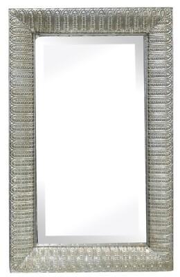 Großer rechteckiger Rahmen Spiegel 48 cm x 76 cm floral Metall großer Wandspiegel champagner