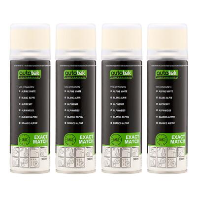 4x Autotek Volkswagen Alpinweiß hochdeckender Aerosol-Sprühlack 300 ml